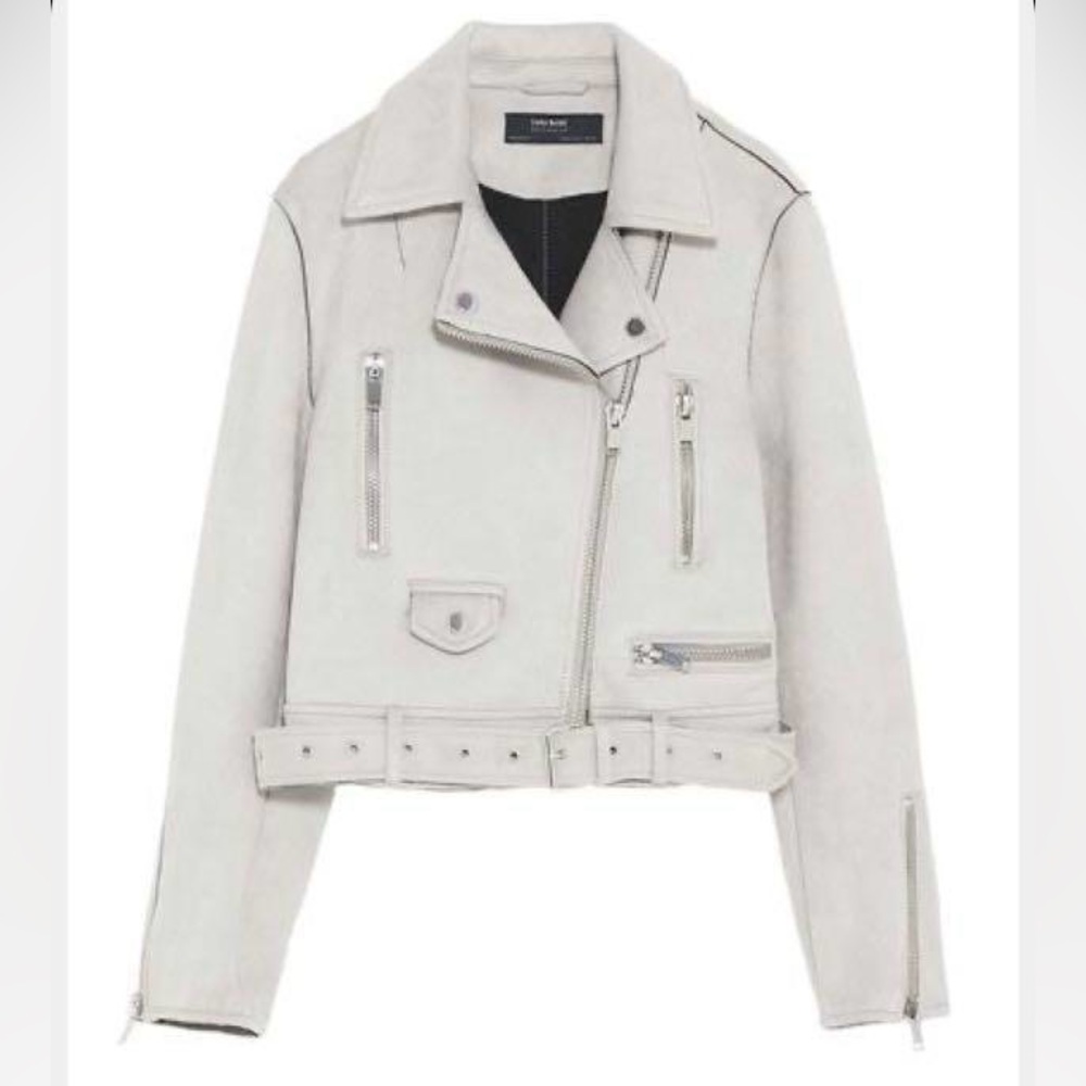 Zara Faux Suede Motorcycle Jacket.